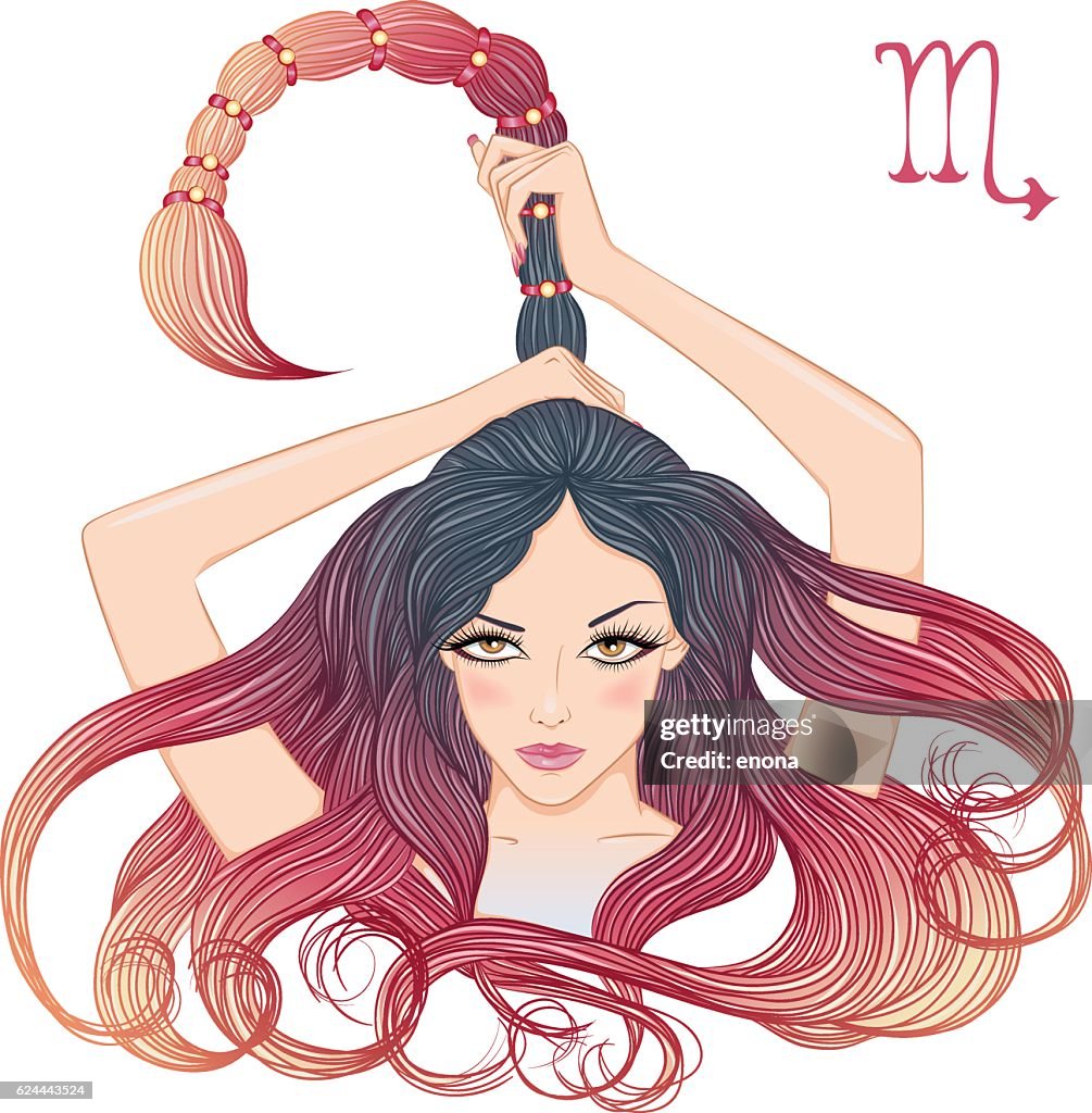Astrological sign of Scorpio as a beautiful girl
