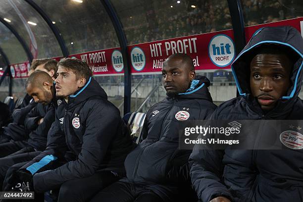 , Simon Poulsen of PSV, Ramon-Pascal Lundqvist of PSV, Jetro Willems of PSV, Florian Jozefzoon of PSVduring the Dutch Eredivisie match between Willem...