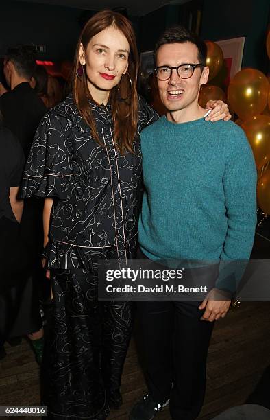 Roksanda Ilincic and Erdem Moralioglu attend Jaime Perlman's birthday party at The Groucho Club on November 19, 2016 in London, England.