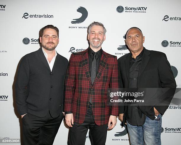 Alejandro Reglero, Nir Seroussi and Jorge Fonseca attend Sony Music Latin Celebrates Its Artists at Their Official Latin Grammy After Party on...