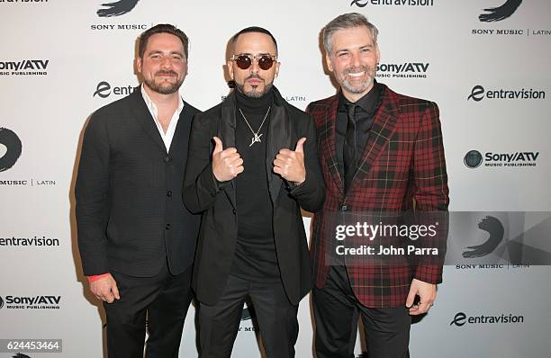 Alejandro Reglero, Yandel and Nir Seroussi attend Sony Music Latin Celebrates Its Artists at Their Official Latin Grammy After Party on November 17,...