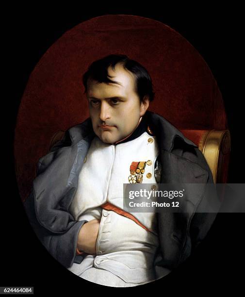 Hippolyte De La Roche, known as Paul Delaroche, French school. Napoleon at Fontainebleau, Oil on canvas.