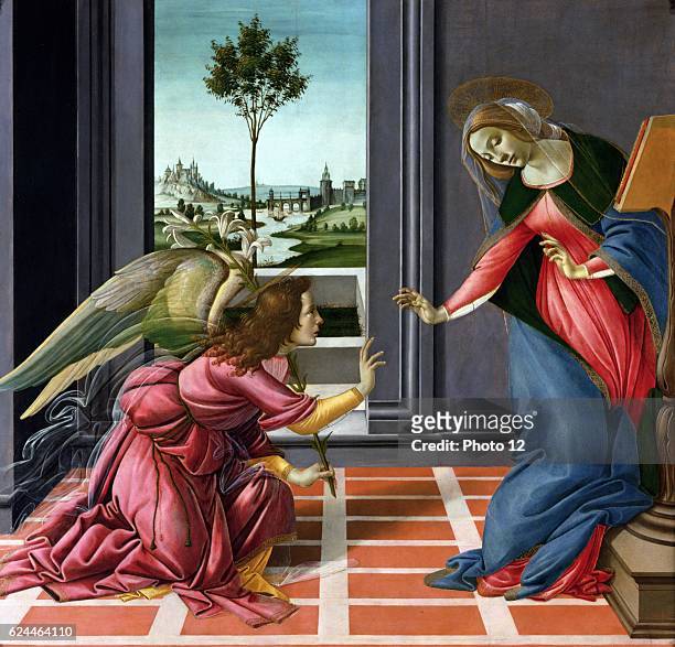 Sandro Botticelli, Italian school. The Annunciation or Cestello Annunciation. Tempera on panel.