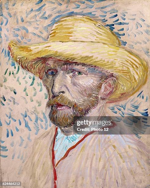 Vincent van Gogh, Dutch school. Self-Portrait with Straw Hat, September 1887. Oil on cardboard . Amsterdam, Van Gogh Museum.