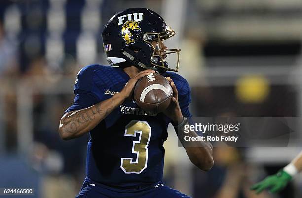Maurice Alexander of the FIU Panthers in action during the first quarter of the game against the Marshall Thundering Herd on November 19, 2016 in...