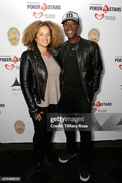 Actress Bridgid Coulter and actor Don Cheadle attend the Los Angeles Police Memorial Foundation celebrity poker tournament and party held at Avalon...