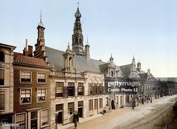 The town hall, Leiden, Holland, between 1890