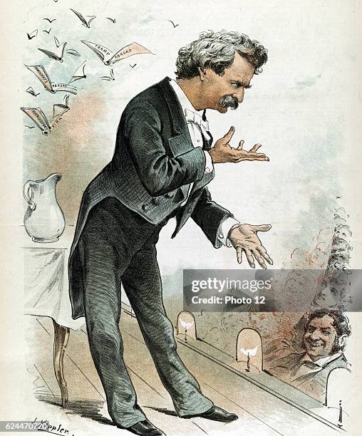 Mark Twain, America's best humorist by Joseph Ferdinand Keppler, 1838-1894, artist. 1885 Dec. 16. Print shows Mark Twain, full-length portrait,...