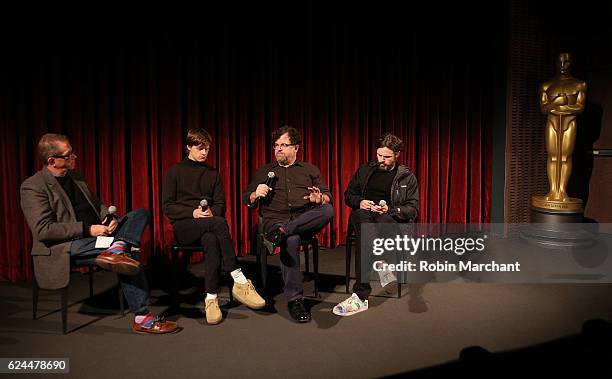 Marshall Fine, Lucas Hedges, Kenneth Lonergan and Casey Affleck attend The Academy of Motion Picture Arts and Sciences Hosts an Official Academy...