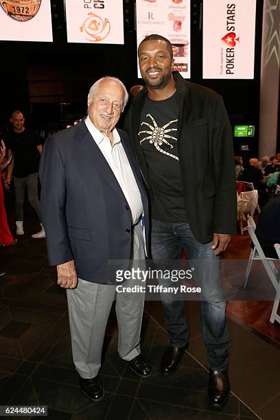 Former baseball player Tommy Lasorda and actor Roger Cross attend the Los Angeles Police Memorial Foundation Celebrity Poker Tournament and Party...