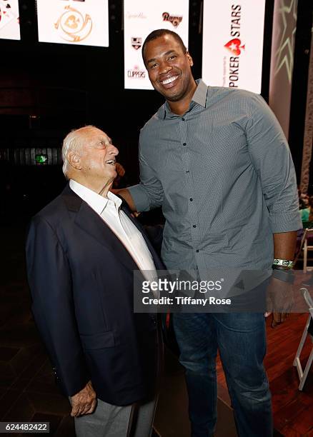 Former baseball player Tommy Lasorda and Basketball player Jason Collins attend the Los Angeles Police Memorial Foundation Celebrity Poker Tournament...