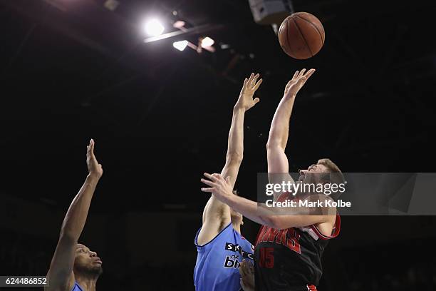 Rotnei Clarke of the Hawks lays up a shot during the round seven NBL match between the Illawarra Hawks and the New Zealand Breakers at the Wollongong...