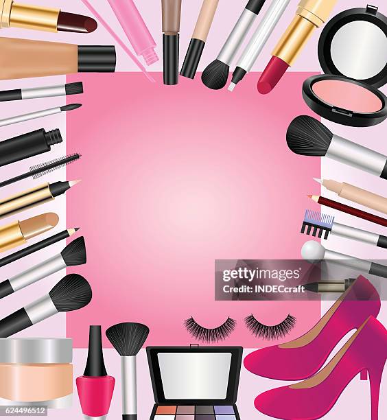 cosmetics with text space - makeup foundation stock illustrations