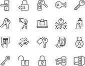 Line Keys and Locks Icons
