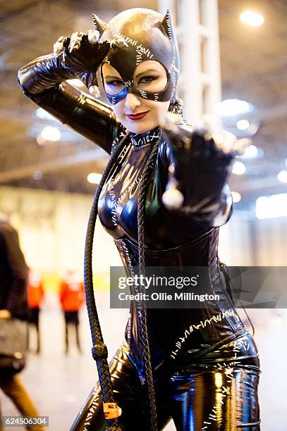 Cosplayer dressed as Catwoman during day 1 of the November Birmingham MCM Comic Con at the National Exhibition Centre in Birmingham, UK on November...