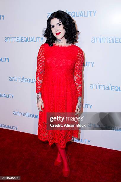 Kat Von D attends Animal Equality 10th Anniversary Celebration Honoring Moby at At The P on November 19, 2016 in Los Angeles, California.