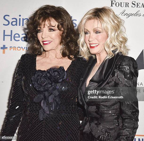 Actors Dame Joan Collins and Donna Mills attend Talk Of The Town Gala 2016 at The Beverly Hilton Hotel on November 19, 2016 in Beverly Hills,...