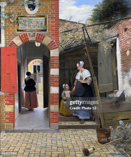 Pieter de Hooch, Dutch school. The Courtyard of a house in Delft.