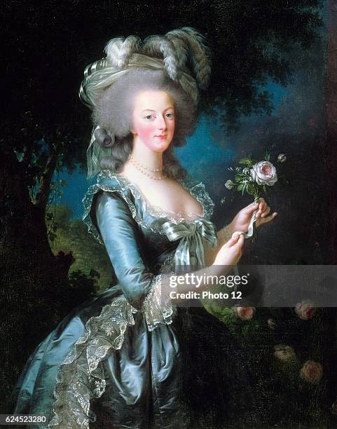 Elisabeth Vigee Le Brun, French school. Marie-Antoinette, Queen of France with a Rose, 1783. Oil on canvas . Versailles, chateau de Versailles et de...