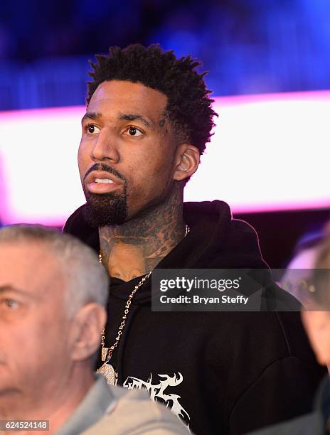 Professional basketball player Wilson Chandler sits in the audience during Kovalev vs. Ward and DUSSE Lounge at T-Mobile Arena on November 19, 2016...