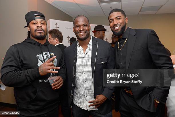 Professional football player Marsahwn Lynch, professional football player Melvin Fowler, and professional baseball player Dexter Fowler attend the...