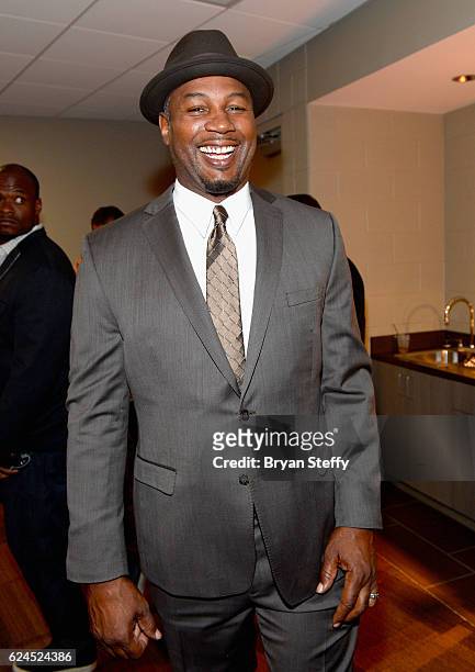 Professional boxer Lennox Lewis attends the DUSSE Lounge at Kovalev vs. Ward at T-Mobile Arena on November 19, 2016 in Las Vegas, Nevada.