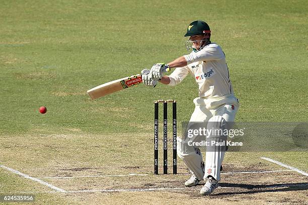 George Bailey of Tasmania bats during day four of the Sheffield Shield match between Western Australia and Tasmania at WACA on November 20, 2016 in...