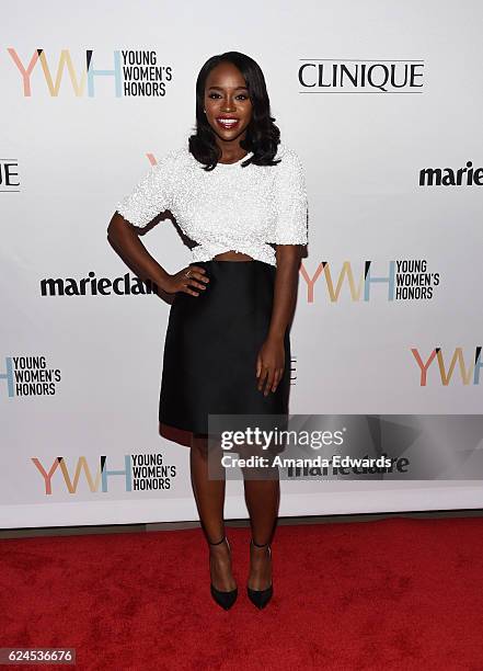 Actress Aja Naomi King arrives at the 1st Annual Marie Claire Young Women's Honors at the Marina del Rey Marriott on November 19, 2016 in Marina del...