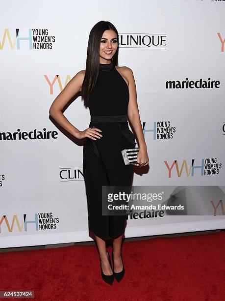 Actress Victoria Justice arrives at the 1st Annual Marie Claire Young Women's Honors at the Marina del Rey Marriott on November 19, 2016 in Marina...