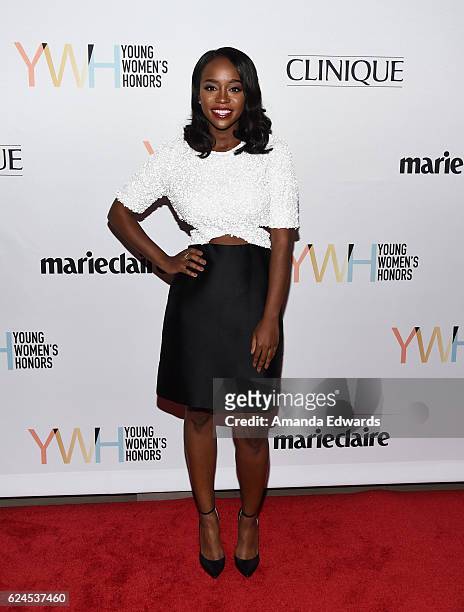 Actress Aja Naomi King arrives at the 1st Annual Marie Claire Young Women's Honors at the Marina del Rey Marriott on November 19, 2016 in Marina del...