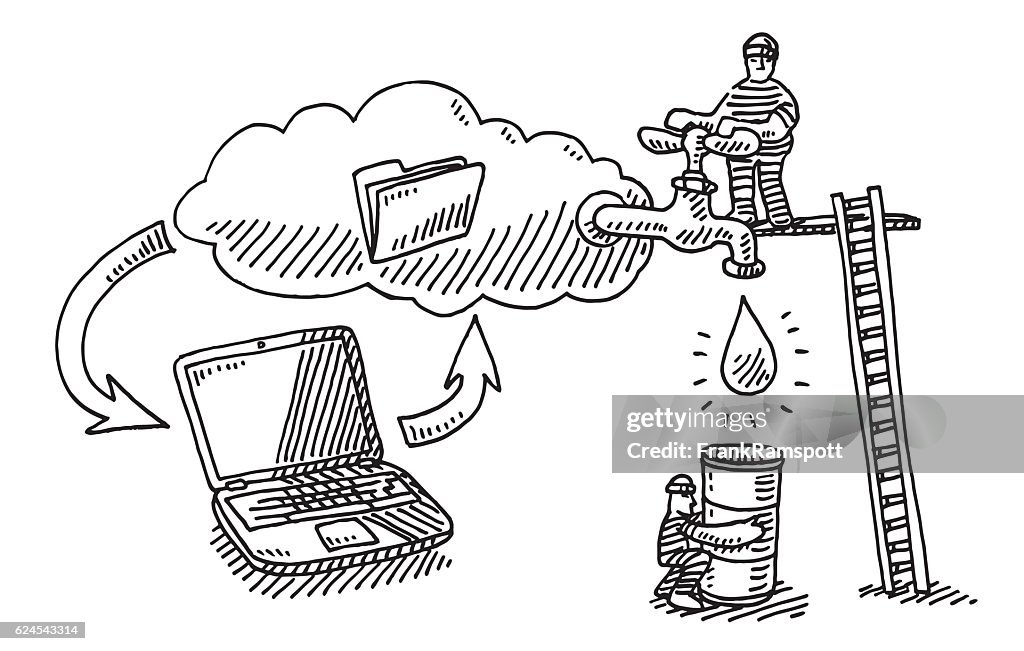 Computer Data Cloud Leak Theft Drawing High-Res Vector Graphic - Getty ...