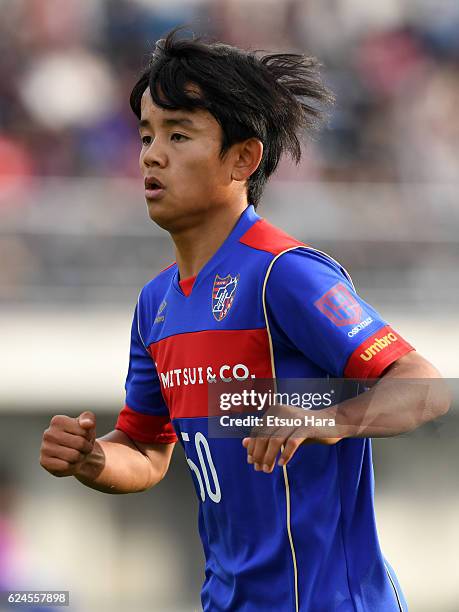 Takefusa Kubo of FC Tokyo U-23 in action during the J.League third division match between FC Tokyo U-23 and Cerezo Osaka U-23 at Yumenoshima Stadium...