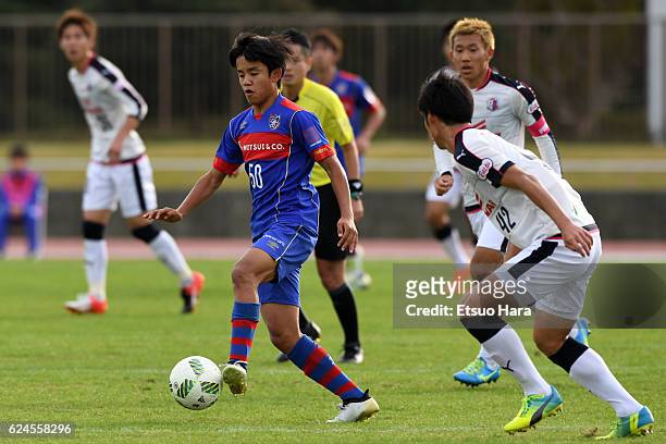 Takefusa Kubo of FC Tokyo U-23 in action during the J.League third division match between FC Tokyo U-23 and Cerezo Osaka U-23 at Yumenoshima Stadium...