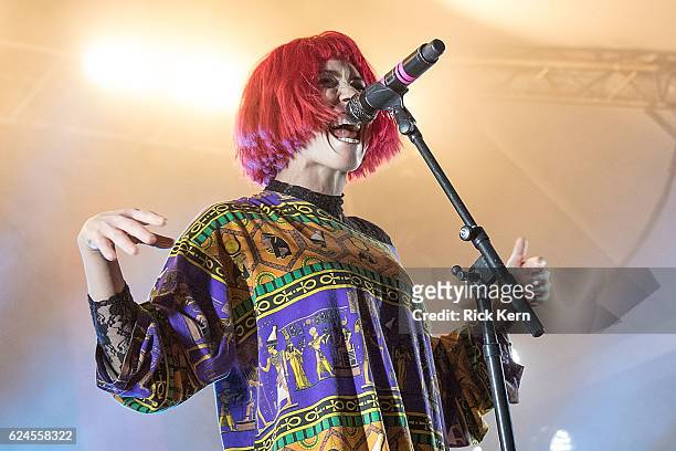 Musician/vocalist Hannah Hooper of Grouplove performs in concert at Stubb's Bar-B-Q on November 19, 2016 in Austin, Texas.