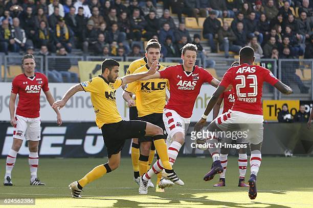 David Boysen , Mattias Johansson during the Dutch Eredivisie match between Roda JC Kerkrade and AZ Alkmaar at the Parkstad Limburg stadium on...