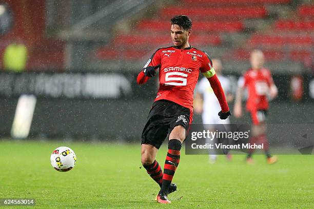 Pedro Mendes of Rennes during the Ligue 1 match between Stade Rennais and Sco Angers at Stade de la Route de Lorient on November 19, 2016 in Rennes,...