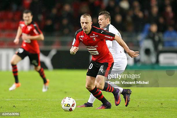 Kamil Grosicki of Rennes during the Ligue 1 match between Stade Rennais and Sco Angers at Stade de la Route de Lorient on November 19, 2016 in...