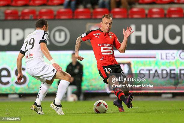 Kamil Grosicki of Rennes during the Ligue 1 match between Stade Rennais and Sco Angers at Stade de la Route de Lorient on November 19, 2016 in...