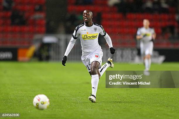 Yoane Wissa of Angers during the Ligue 1 match between Stade Rennais and Sco Angers at Stade de la Route de Lorient on November 19, 2016 in Rennes,...