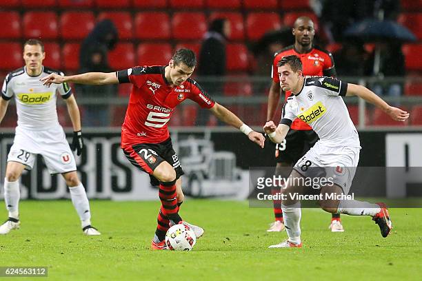 Yoann Gourcuff of Rennes during the Ligue 1 match between Stade Rennais and Sco Angers at Stade de la Route de Lorient on November 19, 2016 in...