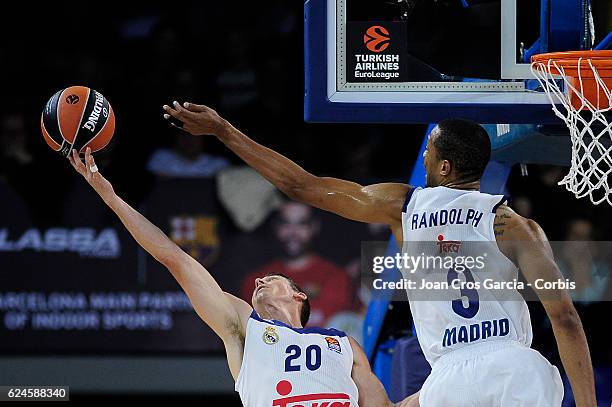 Jaycee Carroll of Real Madrid with the ball, during the basketball Turkish Airlines Euroleague match between F.C Barcelona Lassa and Real Madrid, on...