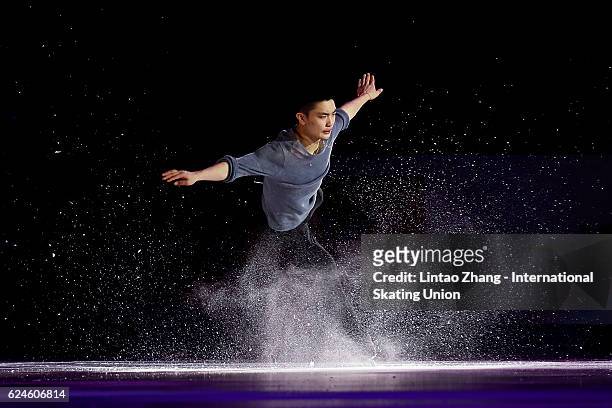 Yan Han of China performs during the Exhibition Program on day three of Audi Cup of China ISU Grand Prix of Figure Skating 2016 at Beijing Capital...