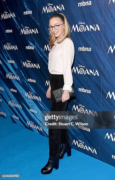 Sophie Simnett attends the UK Gala screening of Disney's "MOANA" at BAFTA on November 20, 2016 in London, England.