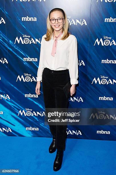 Sophie Simnett attends the UK Gala screening of "MOANA" at BAFTA on November 20, 2016 in London, England.