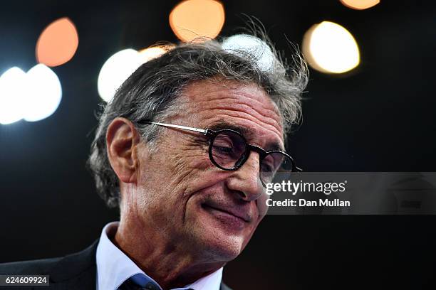 Guy Noves, Head Coach of France looks on during the international match between France and Australia at Stade de France on November 19, 2016 in...