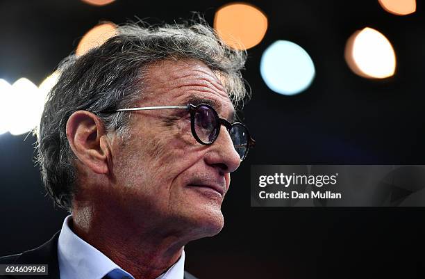 Guy Noves, Head Coach of France looks on during the international match between France and Australia at Stade de France on November 19, 2016 in...