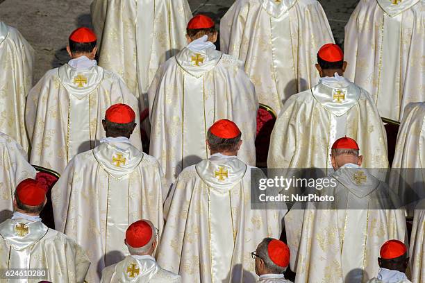 Cardinals attend a Holy Mass celebrated by Pope Francis for the closing of the Jubilee of Mercy in St. Peter's Square in Vatican City, Vatican on...