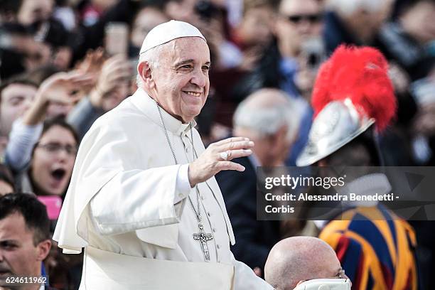 Pope Francis leads the closing mass of the Extraordinary Jubilee of Mercy, in St. Peter's Square at The Vatican on November 20, 2016 in Vatican City,...