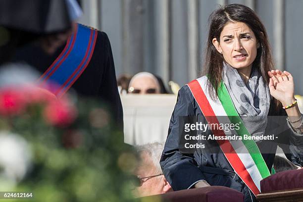 Rome's Mayor Virginia Raggi attends the closing mass of the Extraordinary Jubilee of Mercy led by Pope Francis , in St. Peter's Square at The Vatican...