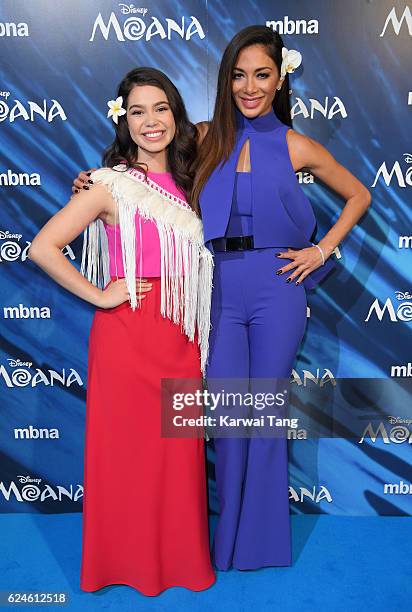 Auli'i Cravalho and Nicole Scherzinger attend the UK Gala screening of "MOANA" at BAFTA on November 20, 2016 in London, England.